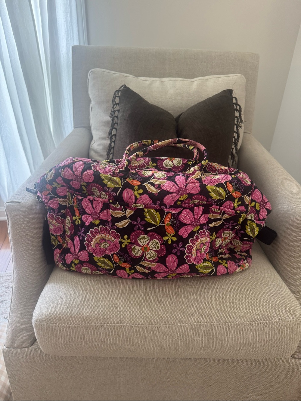 Vera Bradley Pink Floral Quilted Travel Bag